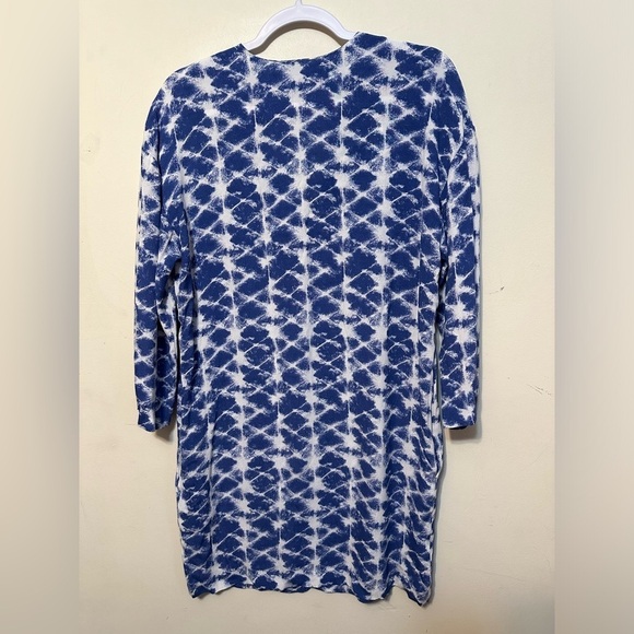 & Other Stories Knee‎ Length V Neck Blue White Tie Dye Dress Size 4 - Picture 8 of 8